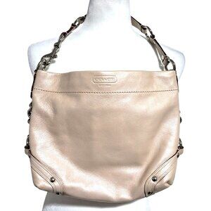 Coach Carly Bag F15251 Metallic Pearl Cream Purse Lavender Interior
